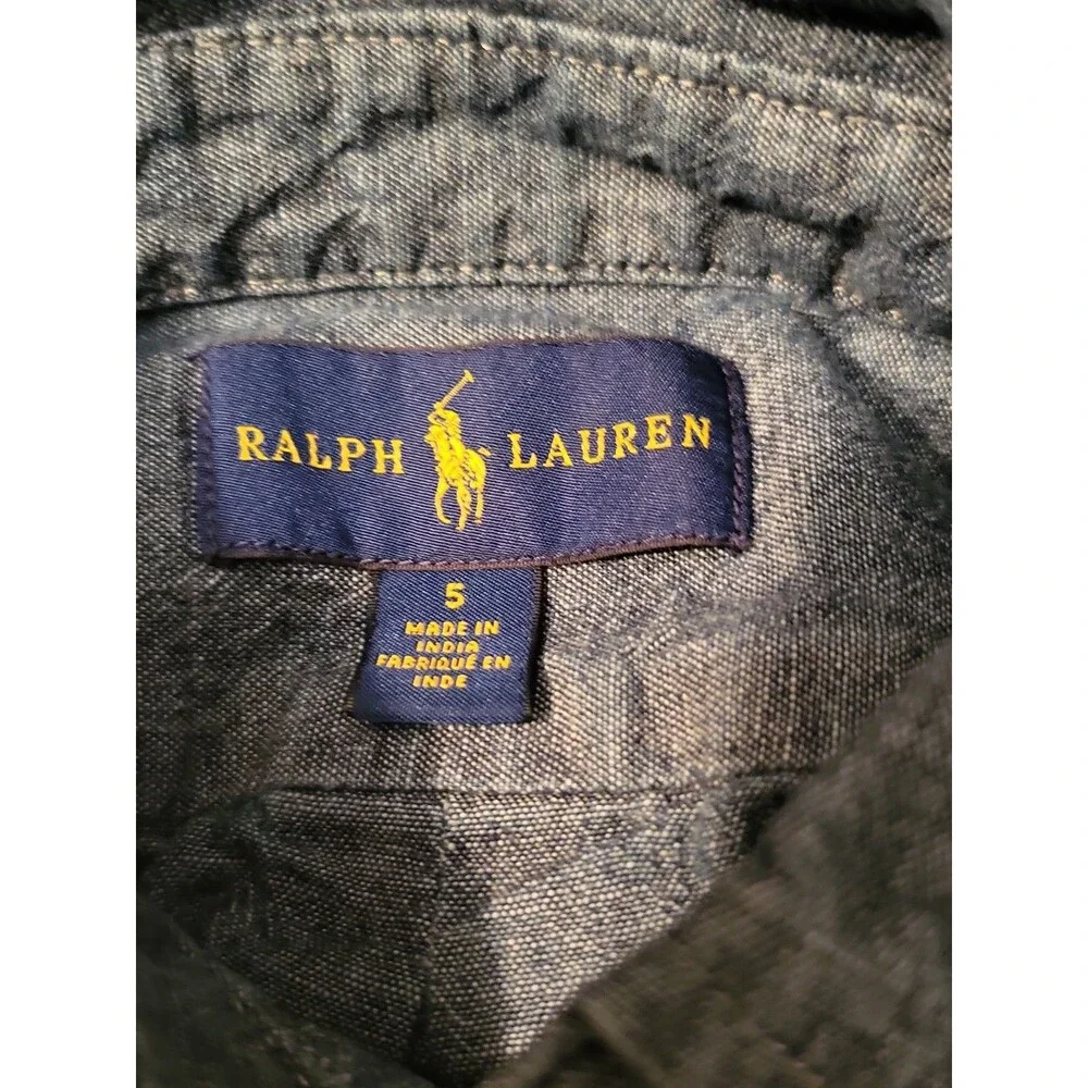 (#L3) Ralph Lauren Chambray Button Down Boys 5 Long Sleeve Blue Classic